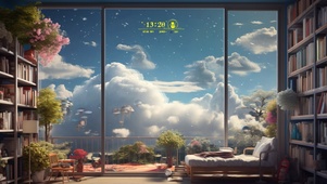 4K高清温馨飘雪小屋