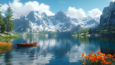 湖光谧影泊轻舟