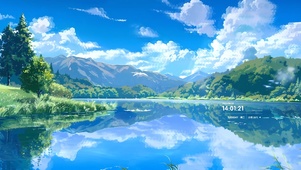 湛蓝自然湖泊