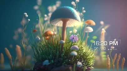 荧光治愈蘑菇花草