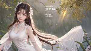 绿色清新林中女孩