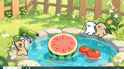 清凉夏日线条小狗主题