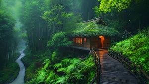 绿色雨季竹林