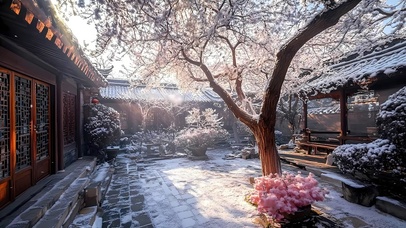 小院雪景