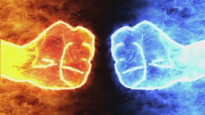 红蓝双方火焰拳头