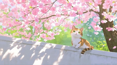 樱花树下猫咪