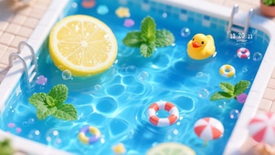 清新夏日水池