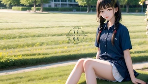 4k可爱草地女孩