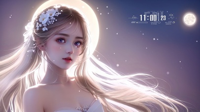 浪漫清纯月夜女孩