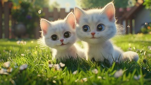 夏日草坪 可爱小猫咪