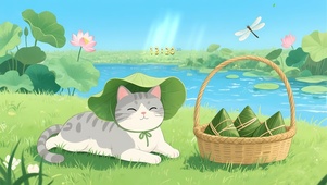 清新荷叶猫咪
