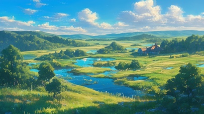 绿色护眼高山草原