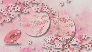 粉色桃花油纸伞中国风