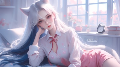 清纯治愈眼镜女孩