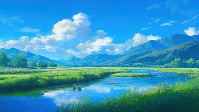 唯美治愈青山河畔