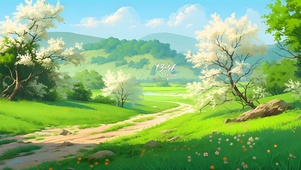 青葱梨花小路