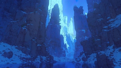 静谧空灵蓝色调峡谷