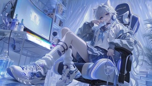 唯美萌系猫耳电竞女孩