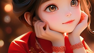 红衣忘忧女孩一眼万年治愈壁纸