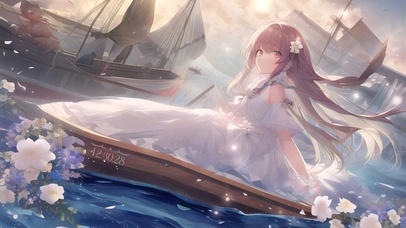 阳光海湾飘船上的少女