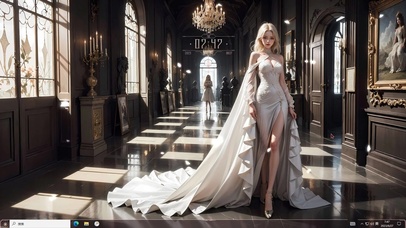 4k殿堂金发白色晚礼服纯欲少女