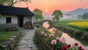 唯美夕阳乡村