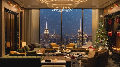 唯美治愈浪漫雪夜城市房间