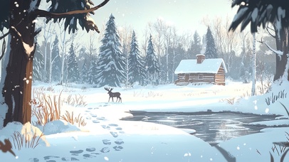 雪中的郊外小屋