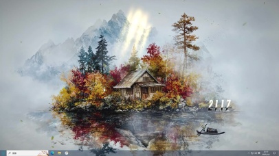 海边小屋AI插画-桌面主题