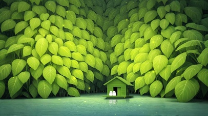 清新绿色森林小屋