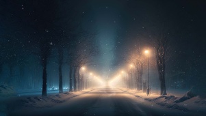 风雪公路夜