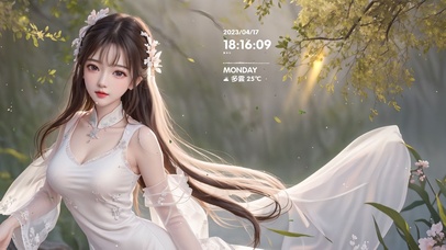 绿色清新林中女孩