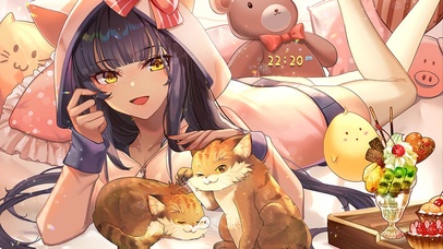 治愈可爱撸猫少女