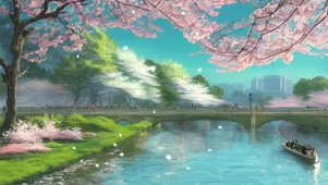 桥边樱花