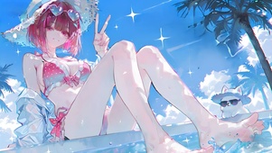 有马加奈-海边泳装少女