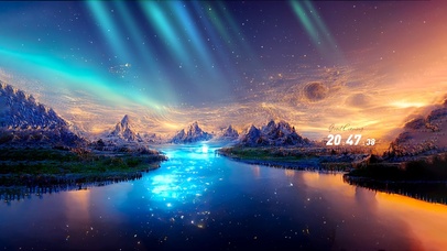 唯美星空极光湖面