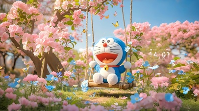 荡秋千的机器猫