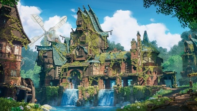 4k治愈流水乡村插画