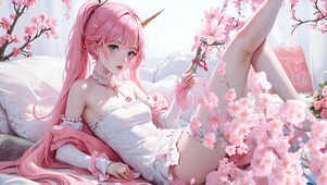 樱花床上独角兽少女