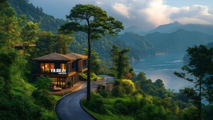 护眼湖边山上别墅