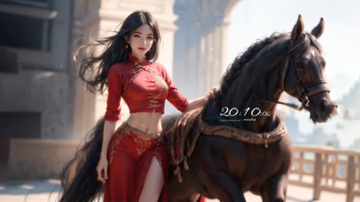 古风红衣长发美女