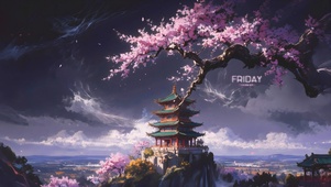 山顶樱花古寺