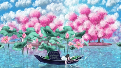 无缝循环游荷花塘-采莲少女