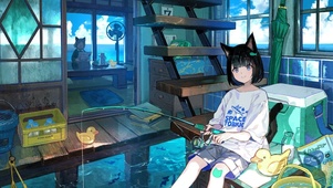 猫钓鱼