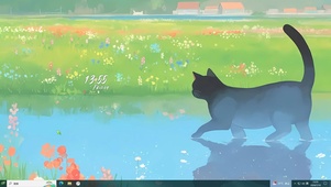 溪边小黑猫