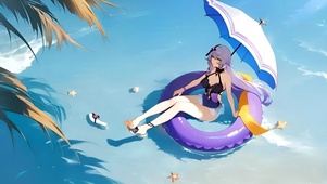 黑天鹅-海边泳装少女