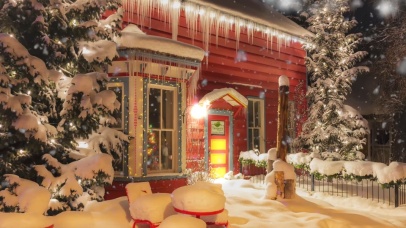 4K唯美夜晚飘雪房间