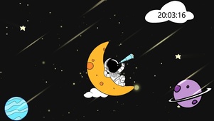 卡通宇航员观星