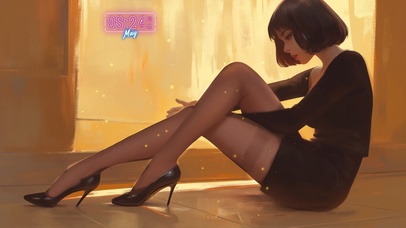 坐在地上的短发美女