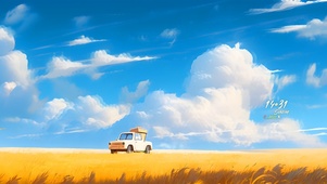 白云稻田小车